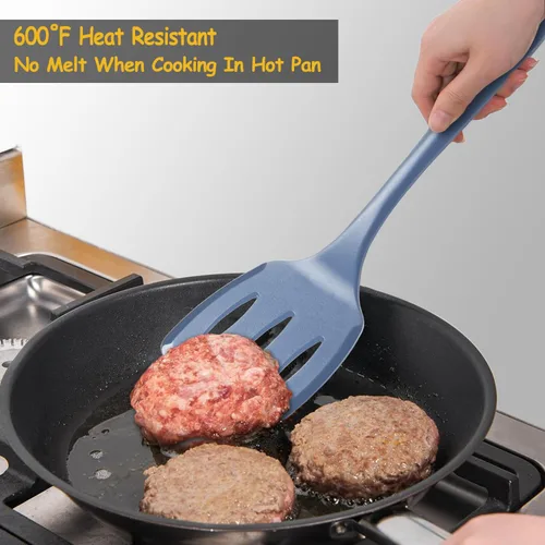 Miniatura 6 de Juego de espátulas de silicona, espátula volteadora de silicona resistente al calor de 600°F para cocinar, utensilios de cocina antiadherentes