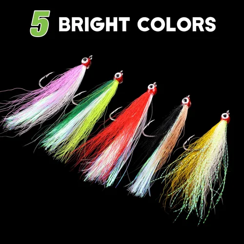 Miniatura 4 de Clouser Minnow - Señuelo de pesca con mosca, señuelo de pesca con mosca de agua salada, moscas de lubina a rayas de pesca con cola de buque