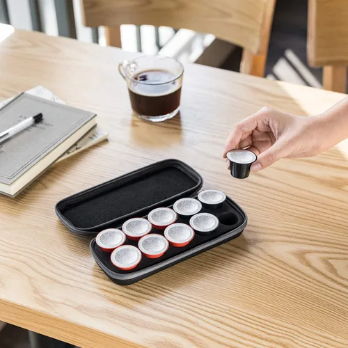 Miniatura 7 de ROMAUNT Estuche de transporte de viaje compatible con cápsulas Nespresso OrignalLine, accesorio para cafetera portátil de café protector con espuma
