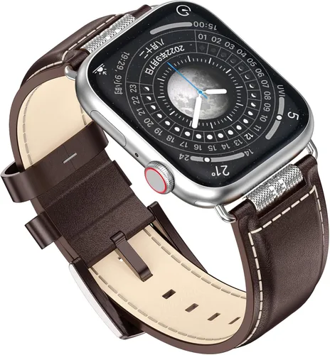 Miniatura 10 de Caseultra Correas de cuero compatibles con Apple Watch Band 1.929 in 1.772 in 1.732 in 1.654 in 1.614 in 1.575 in 1.496 in para hombre, correa