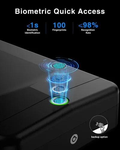 Miniatura 3 de Gun Safe, Small Pistol Safe Biometric Gun Safe for Handgun, Portable Fingerprint Quick Access Gun Lock Box for Car Travel Nightstand Bedside