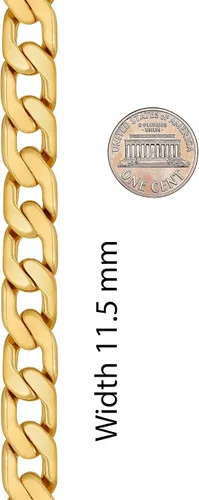 Miniatura 8 de LIFETIME JEWELRY Collar de cadena de eslabones cubanos planos de 0.453 in para hombre, chapado en oro real de 24 quilates