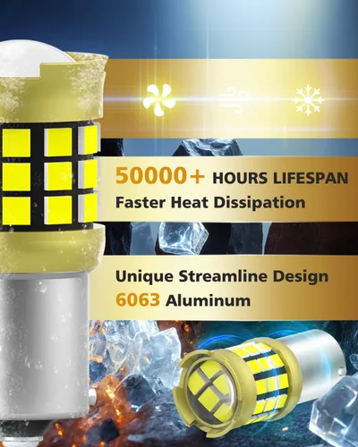 Miniatura 86 de 1156 Bombillas LED Ámbar Amarilla Luz de Señal de Giro 400% de Brillo 1141 1003 7506 Bombillas LED P21W Usadas para Luces Intermitentes Luz Trasera