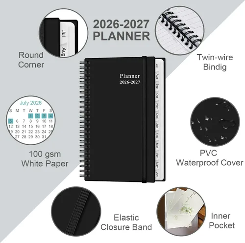 Miniatura 2 de Agenda de bolsillo 2026 - Agenda semanal y mensual 2026 de enero de 2026 a diciembre de 2026, pestañas de 12 meses, 3.75 x 6.75 pulgadas, verde