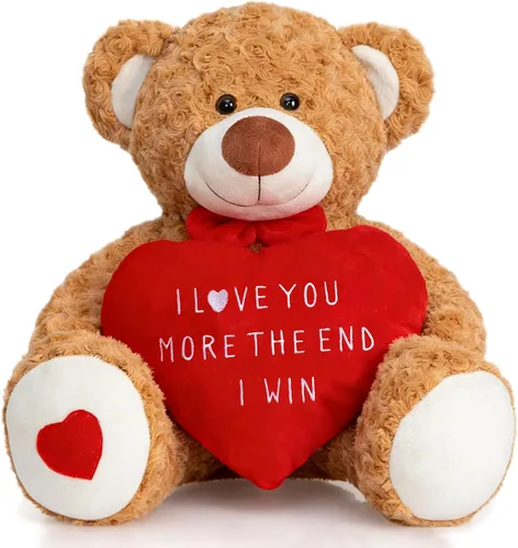 Miniatura 10 de HollyHOME Oso de peluche de San Valentín de 24 pulgadas con corazón rojo, regalo de San Valentín para ella, novia, novio, amante, color marrón
