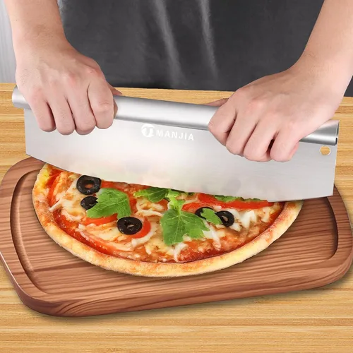 Miniatura 9 de Pala perforada de aluminio para pizza de 12 pulgadas, antiadherente, de metal, con cortador basculante, 12 x 14 pulgadas, espátula grande de acero
