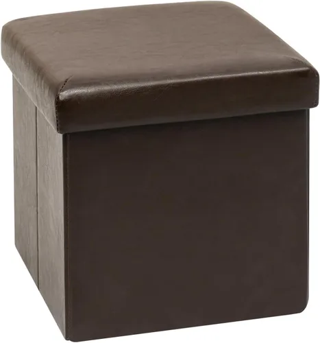 Miniatura 16 de B FSOBEIIALEO Cubo otomano plegable de almacenamiento con piel sintética para sala de estar, dormitorio, oficina en casa, reposapiés de Negro