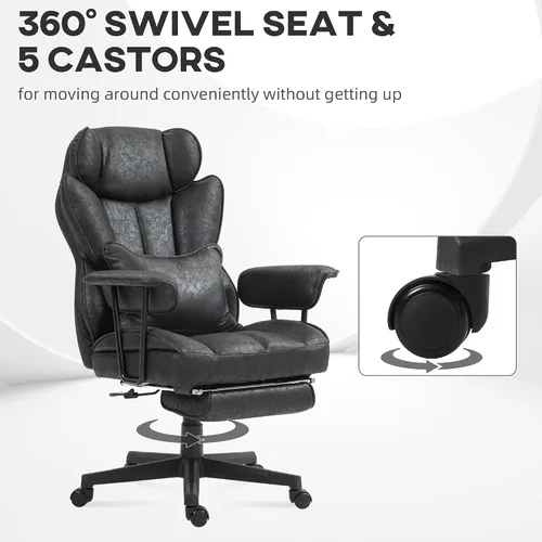 Miniatura 8 de HOMCOM Silla de oficina ejecutiva de masaje con 6 puntos de vibración, silla de oficina grande y alta con calefacción de 400 libras con reposapiés
