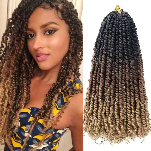Miniatura 23 de 8 paquetes de extensiones de cabello sintético pretrenzado y prerrizado de ganchillo de 14 pulgadas, con rizos de pasión, para mujeres negras