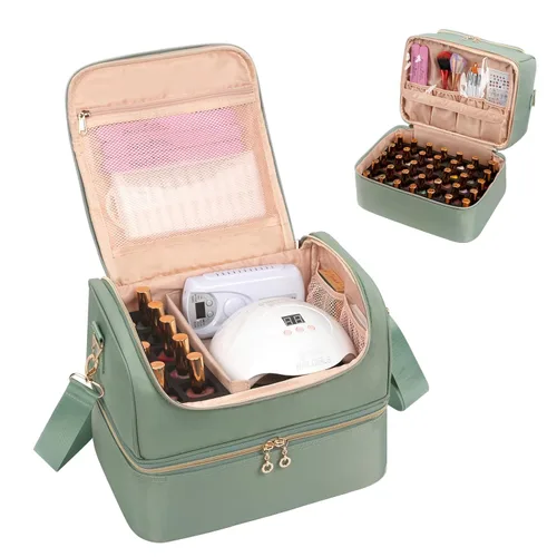 Miniatura 9 de CUBETASTIC Organizador de esmalte de uñas, estuche portátil de almacenamiento de esmalte de uñas con capacidad para 45 frascos de esmalte de uñas