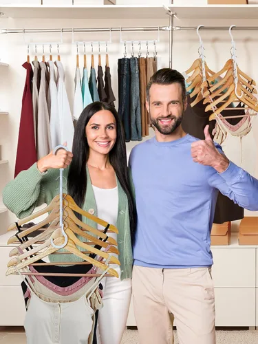 Miniatura 8 de HOUSE DAY Organizadores y almacenamiento de armario, perchas mágicas que ahorran espacio, paquete de 8 perchas de plástico resistentes con 5 Blanco