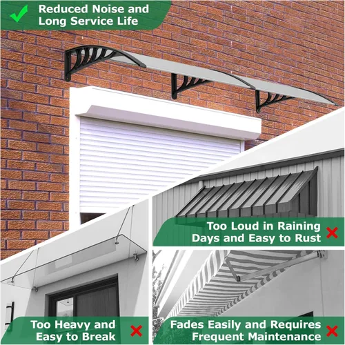 Miniatura 7 de Toldo para puerta de ventana de 80 x 40 pulgadas, cubierta de policarbonato para puerta de entrada, toldo exterior para ventana exterior, UPF 50+