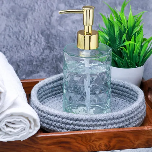 Miniatura 6 de Dispensador de jabón de vidrio de 12 onzas para cocina, dispensador de jabón de manos para baño con bomba a prueba de óxido, dispensador de loción