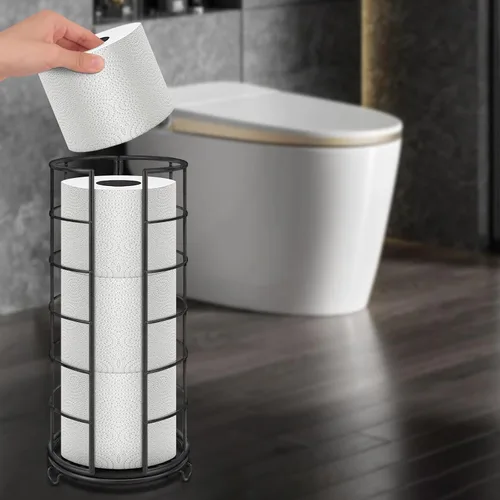 Miniatura 8 de NearMoon Soporte organizador de papel higiénico, almacenamiento de 3 rollos de papel higiénico, accesorio de baño de metal, soporte para rollo