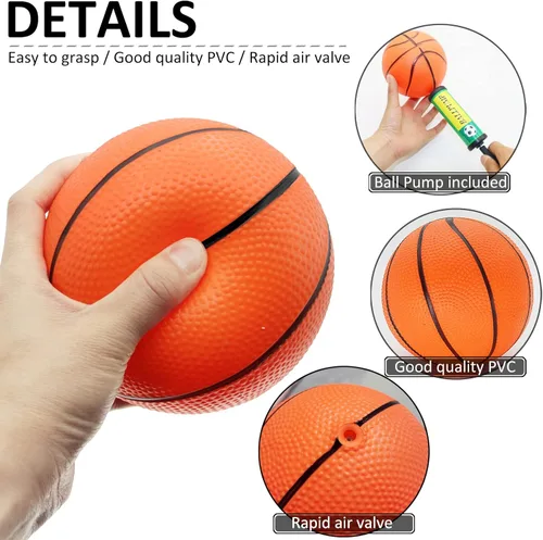 Miniatura 3 de Oleitodh 40 Piezas Juego de Mini Pelotas de Baloncesto de 5 Pulgadas a Granel con Bomba, Pelotas de Baloncesto Pequeñas de PVC para Juegos de Aro