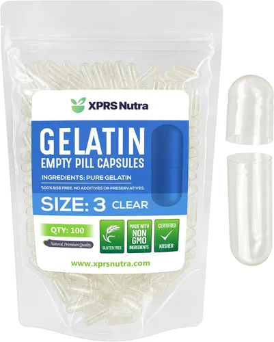 XPRS Nutra Cápsulas vacías tamaño 3 – 100 cápsulas vacías transparentes de gelatina – Pastillas de relleno de cápsulas de bricolaje – Cápsulas de