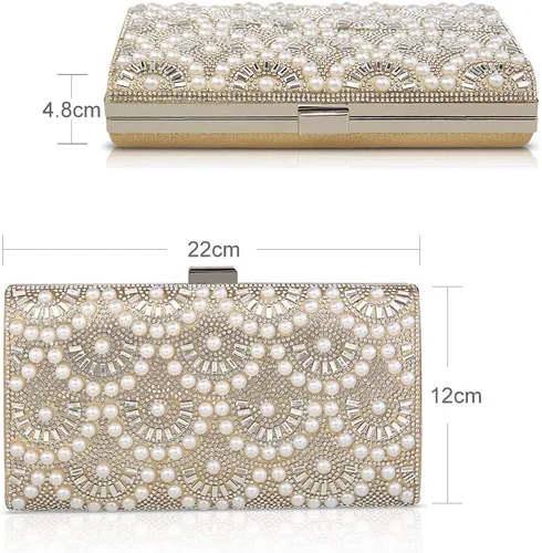 Miniatura 3 de veyiina nero Bolsos de noche de fiesta de moda, monederos de embrague de perlas para mujeres y niñas