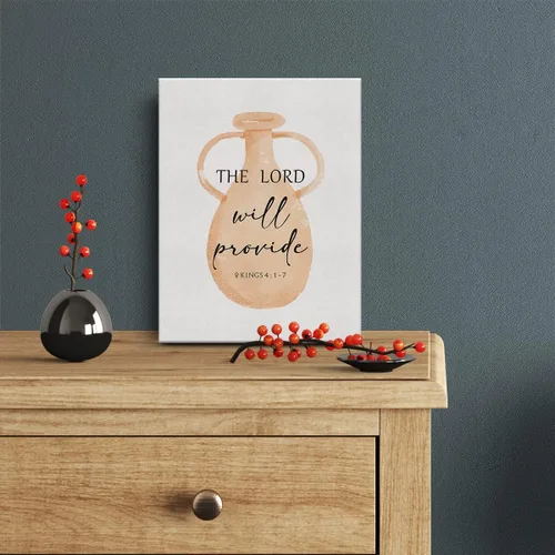 Miniatura 2 de Lienzo Decorativo con Versículo Bíblico en Acuarela el Señor Proveerá 2 Reyes 4:1-7 Pósteres de Pintura de Pared Obra de Arte 12 x 15 pulgadas