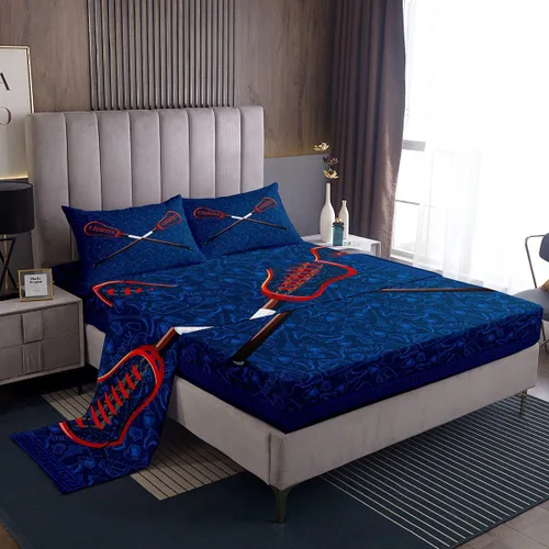 Miniatura 13 de Erosebridal Lacrosse - Juego de sábanas para niños y niñas, juego de ropa de cama de jugadores de hockey con diseño de disco de hockey negro