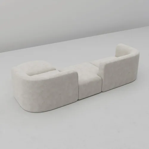 Miniatura 7 de Acanva - Sofá de lujo moderno de terciopelo con respaldo curvo, sofá minimalista cómodo para sala de estar y apartamento, seccional modular de 4
