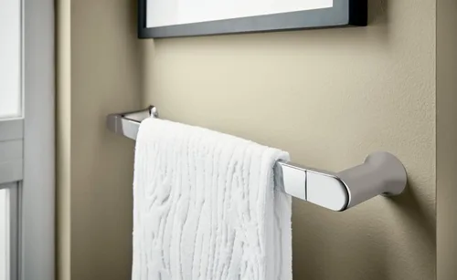 Miniatura 5 de Moen Genta LX Cromo Moderno Soporte de Toalla de 24 Pulgadas para Montar en Pared, Soporte de Toalla Individual para Baño, BH3824CH Cromado