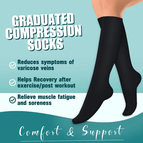 Miniatura 67 de Laite Hebe 4 pares de calcetines de compresión para mujeres y hombres, el mejor apoyo para enfermeras, correr, atletismo