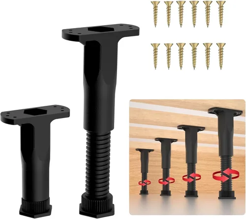 Miniatura 8 de Patas de soporte de cama de altura ajustable, soporte central telescópico resistente de 6.3 a 11 pulgadas para marco de cama hundido, elevador