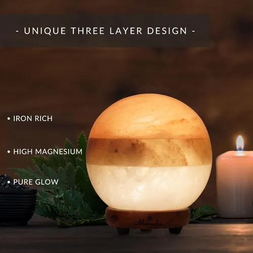 Miniatura 2 de Lámpara de roca de sal de doble iluminación - Globo moderno rosa blanco y gris Diseño de lámparas de sal con atenuador, brillo ajustable. Luz