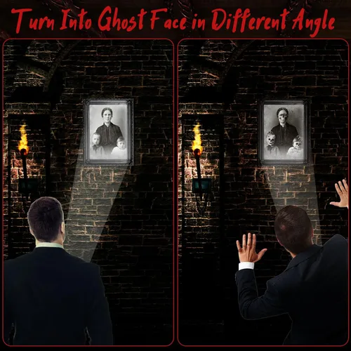 Miniatura 5 de Tuanse Decoraciones de Halloween para interiores 3D con imágenes cambiantes de rostro, retratos aterradores, portarretratos espeluznantes