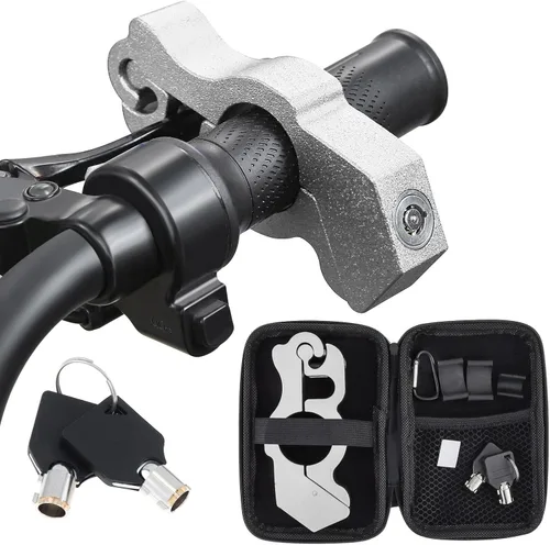 Miniatura 10 de Windance Cerradura de manillar de motocicleta, antirrobo, palanca de freno resistente, bloqueo de seguridad para ciclomotores, motocicleta, Negro