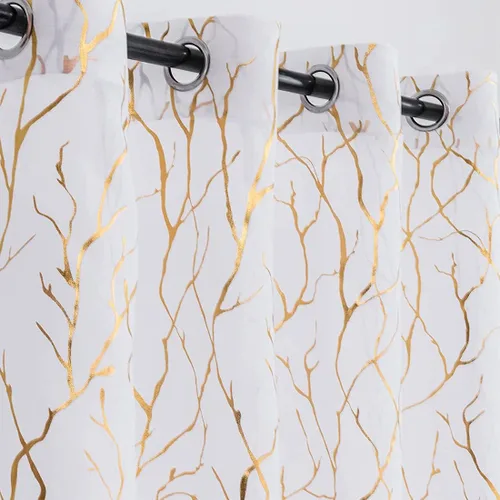 Miniatura 17 de Kotile Cortinas traslúcidas de rama de árbol – Cortinas traslúcidas grises con estampado de rama de árbol en lámina dorada metálica de 63 pulgadas