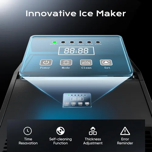 Miniatura 7 de Coolake Máquina comercial para hacer hielo de 200 libras/24 horas con contenedor de almacenamiento de 50 libras, máquina de hielo de acero