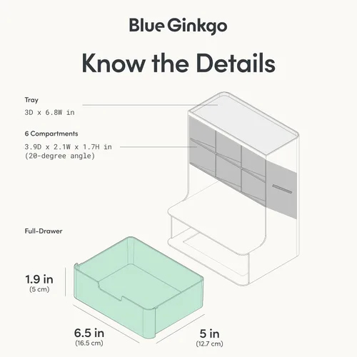Miniatura 4 de BLUE GINKGO Organizador de escritorio Hive - Organizador vertical de 6 compartimentos, almacenamiento de cajón completo - Porta bolígrafos que Blanco