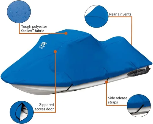 Miniatura 4 de Classic Accessories Stellex - Funda para embarcación personal, Jet Ski, tejido de poliéster, resistente a la decoloración, color azul, Azul, L