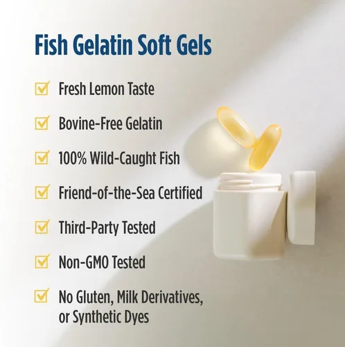 Miniatura 4 de Nordic Naturals Ultimate Omega en gelatina de pescado, sabor a limón, 60 geles suaves, 1280 mg de omega-3, suplemento de aceite de pescado de alta