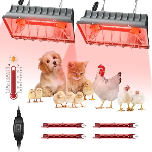 Miniatura 8 de Lámpara de calor de gallinero para perrera, cama de gato, reptiles e incubadoras - Lámpara de calor ajustable de 250 W con 2 ajustes de calor