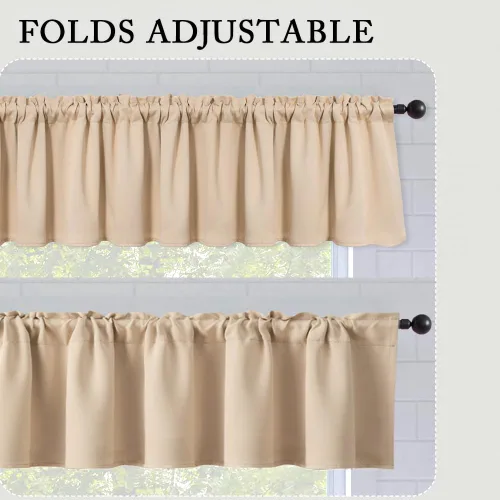 Miniatura 7 de MIULEE Cenefa opaca con bolsillo para cortinero, con aislamiento térmico, cortina corta para ventana pequeña y dormitorio, 42 x 18 pulgadas, 1 Beige