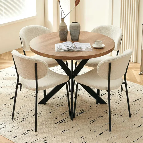Miniatura 23 de Homedot Juego de 2 sillas de comedor tapizadas negras, modernas sillas de cocina de mediados de siglo tapizadas con cojín acolchado para comedor