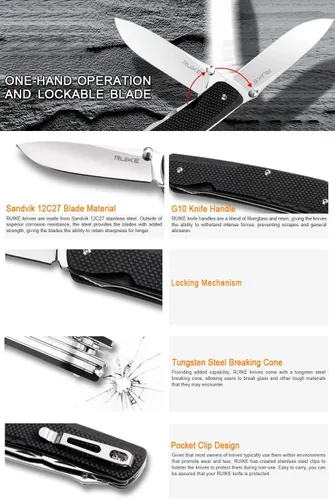 Miniatura 3 de Ruike Multitool Cuchillo de bolsillo pequeño para hombres Cuchillo plegable EDC Utility Outdoor Gear 17c27 Destornillador de acero fresco LD51