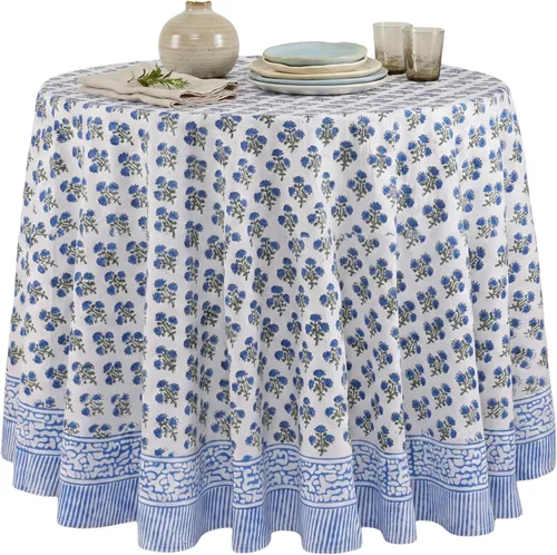 Miniatura 27 de ATOSII Mantel 100% algodón, Amara, floral, hecho a mano, rectangular, de lino, para cocina, comedor, fiestas, bodas, exteriores, picnics, Pascua