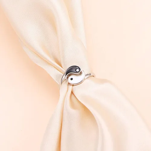 Miniatura 4 de Anillo de plata de ley S925 Yin Yang ajustable abierto Taiji para mujeres y hombres