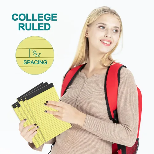 Miniatura 4 de Blocs de Notas 5x8, Paquete de 4 Blocs de Notas Legales Pequeñas 5x8 Amarillo, Blocs de Notas Legales con Renglones para Universidad, Blocs de Papel
