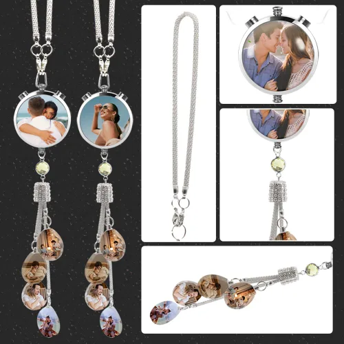 Miniatura 5 de Accesorios de coche colgantes de cristal con foto personalizada para mujeres y hombres, imágenes personalizadas para espejo retrovisor del Style 9