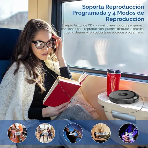 Miniatura 4 de Reproductor de CD Gueray: reproductor de CD portátil Dsicman: con auriculares para el coche con protección contra saltos y a prueba de golpes