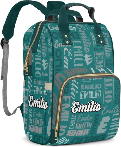 Miniatura 15 de Bolsas de bebé con nombre personalizado, mochila de nylon personalizada para bebé niño mamá, gran capacidad, impermeable, multifuncional, correas