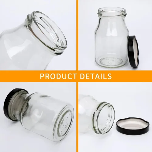 Miniatura 2 de QAPPDA Juego de 36 botellas de vidrio de 6 onzas, botellas de leche de vidrio transparente con tapa, botellas de jugo reutilizables de 6.8 fl oz
