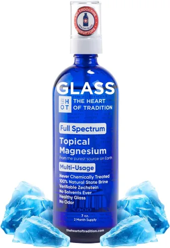 Botella de vidrio tópico de aceite de magnesio de la antigua Zechstein Sea y traza mineral, 7 onzas – Aceite transdérmico de magnesio puro para