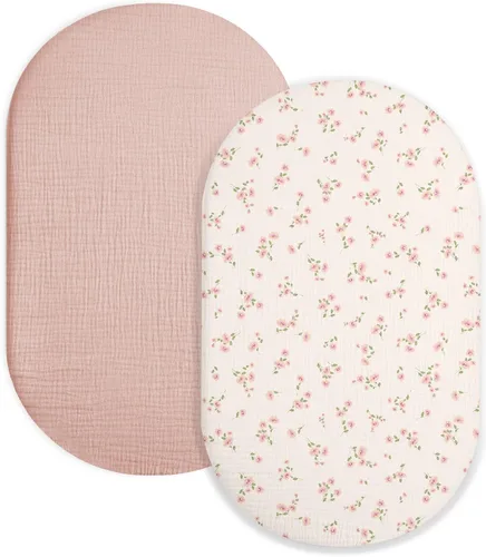 Miniatura 33 de Sábana de moisés para bebé niño y niña, sábanas ajustadas para colchón de moisés rectangular, ovalado, de reloj de arena, sábanas de cesta de Moisés