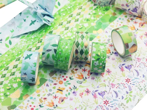 Miniatura 5 de YUBBAEX - Juego de cinta adhesiva Washi Tape dorada poética VSCO con lámina de plata floral, decorativa para arte, manualidades, bricolaje, Sauce 12