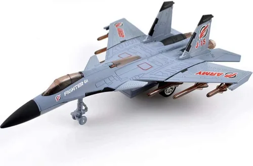 Miniatura 9 de QIAONIUNIU Avión de juguete modelo aviones de aleación tire hacia atrás luchador para niños con luces intermitentes, sonido de jet real (negro)